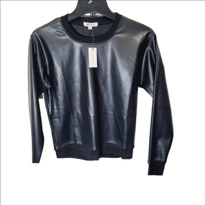 Anthropologie Black Faux Leather Top